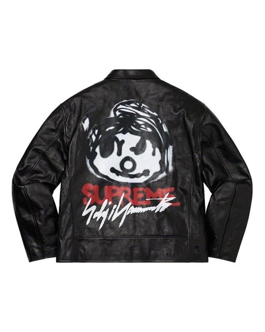 Supreme Black X Yohji Yamamoto Leather Work Jacket for men