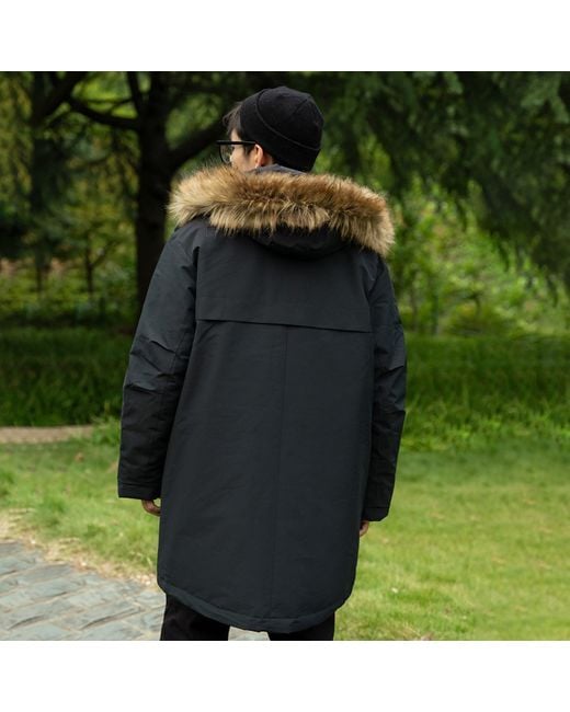 New Balance Blue Long Puff Down Jacket for men