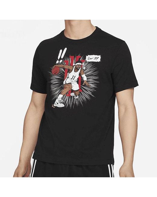 Nike Black Kyrie Logo Basketball Sports Printing Round Neck Short Sleeve T-Shirt for men