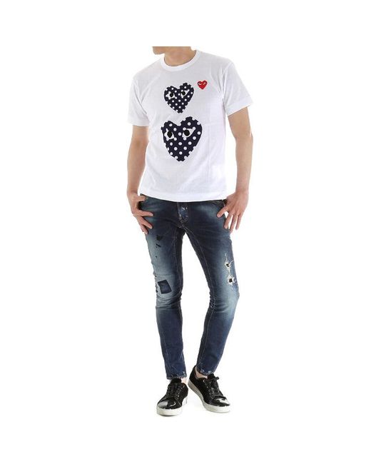 COMME DES GARÇONS PLAY White Polka Dots Large Small Pattern Short Sleeve for men