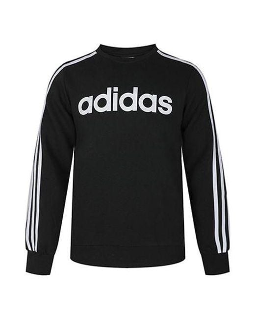 Adidas Black E 3S Crew Fl Round-Neck Sweater for men