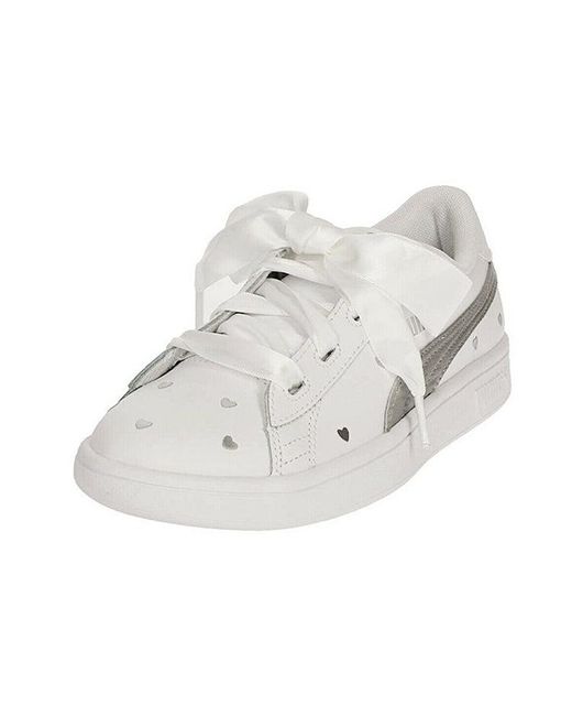 PUMA White (Wmns) Smash V2 Ribbon Retro Low Tops Casual Skateboarding Shoes