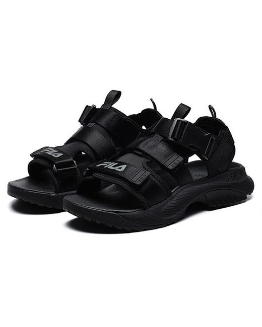 Fila Black Athletics Velcro Open Toe Flat Heel Sports Sandals