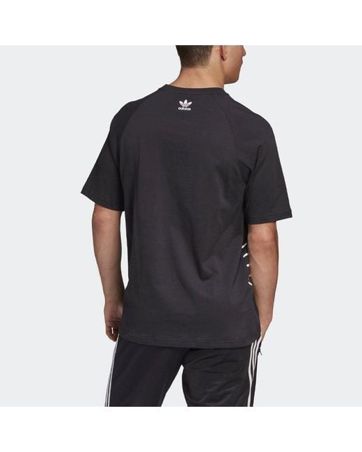 Adidas Black Originals Large Logo Printing Loose Running Sports Round Neck Short Sleeve for men