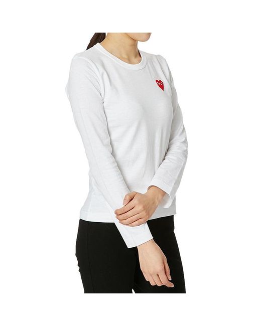 COMME DES GARÇONS PLAY White (Wmns) Small Logo Long Sleeves Tee
