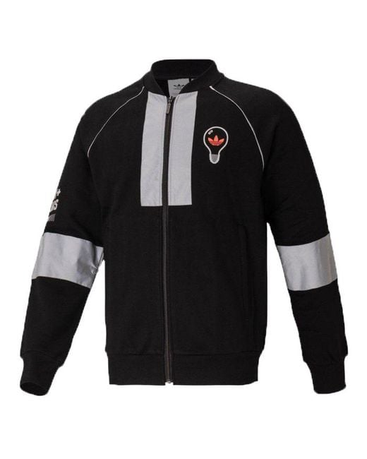 Adidas Black Originals Reflective Splicing Sports Jacket for men