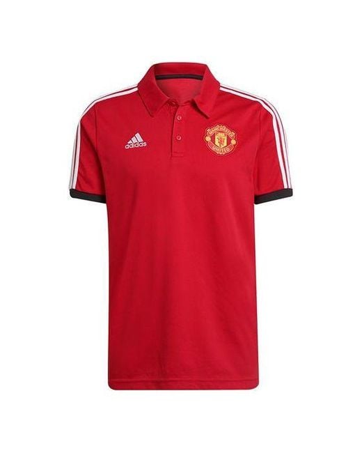 Adidas Red Manchester United Athleisure Casual Sports Short Sleeve Training Polo for men