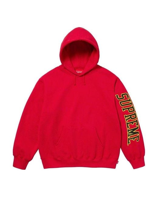Supreme Red Sleeve Arc Hooded Sweatshirt for men