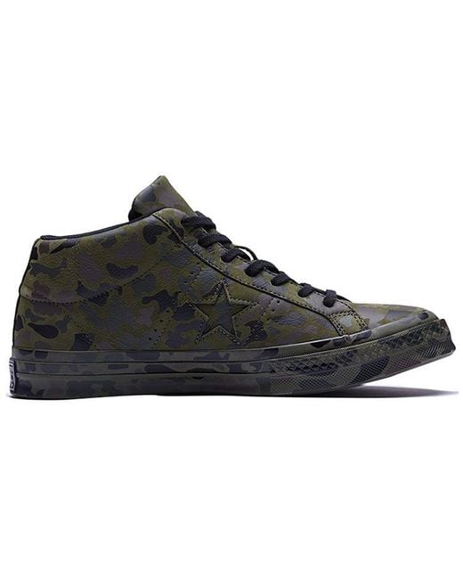 Converse Black One Star Retro Mid Tops Skateboarding Shoes Camouflage for men