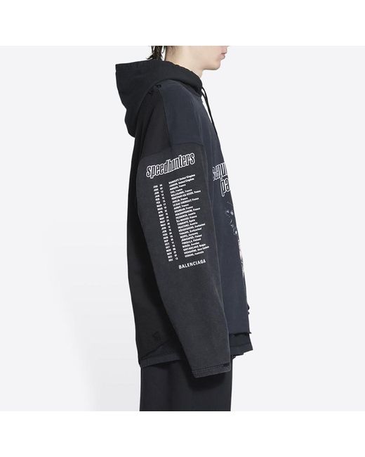 Balenciaga Blue Speed Hunters Upside Down Hoodie Oversized Faded' for men
