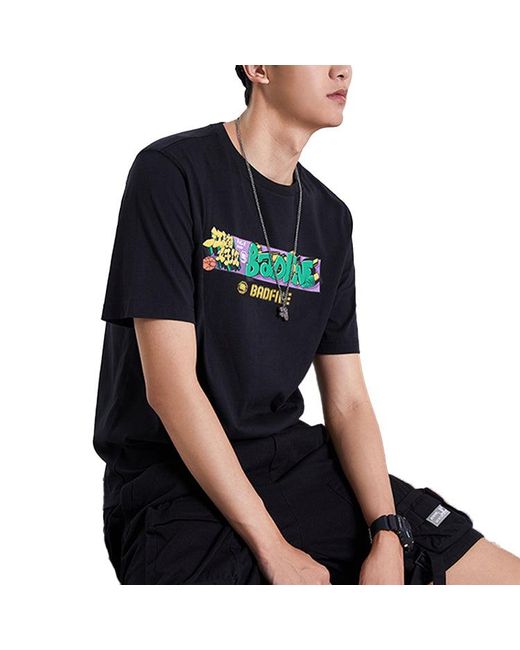 Li-ning Black Badfive Basketball Series Element Printing Tee for men