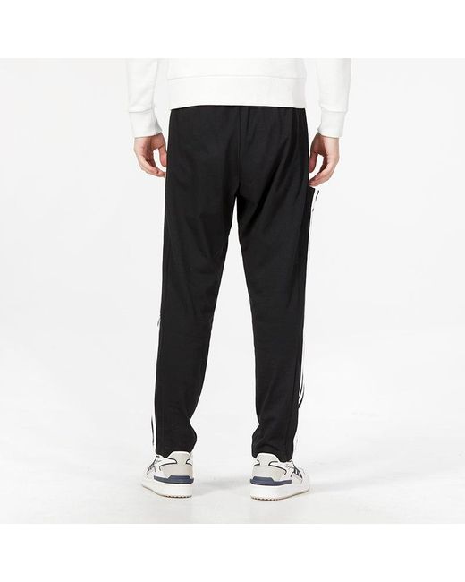 Adidas Black Logo Essentials Single Jersey Tapered Open Hem 3-Stripes Pants for men