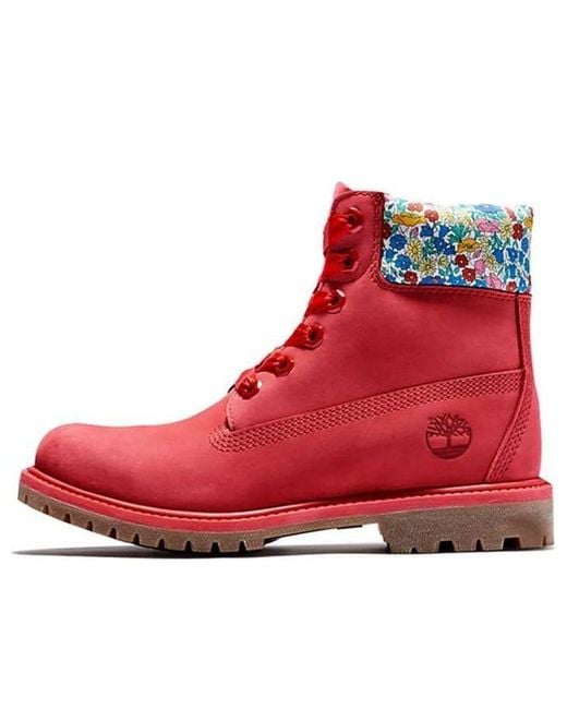 Timberland Red Made With Liberty Fabrics 6 Inch Boots