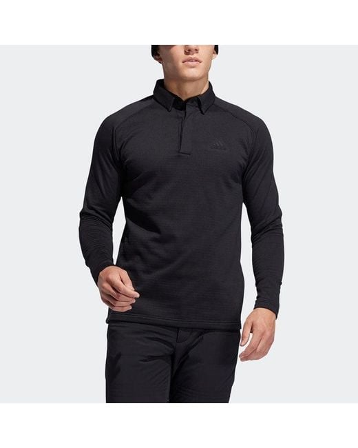Adidas Black Golf Sports Fleece Long Sleeves Polo for men