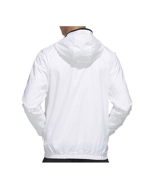 Adidas White Plaid Applique Sports Hooded Shirt Jacket for men
