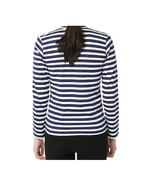 COMME DES GARÇONS PLAY Blue (Wmns) Stripe Small Logo Long Sleeves Tee