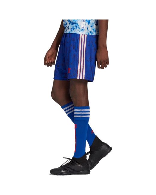 Adidas Blue Stripe Full Print Sports Soccer/Football Shorts for men