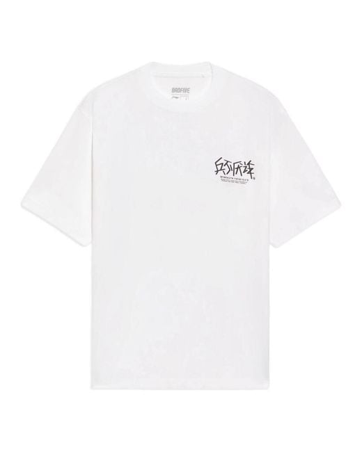 Li-ning White Badfive Graphic Loose Fit T-Shirt for men