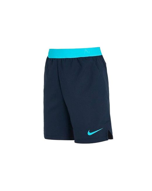 Nike Blue Pro Flex Logo Pattern Casual Sports Shorts Dark for men