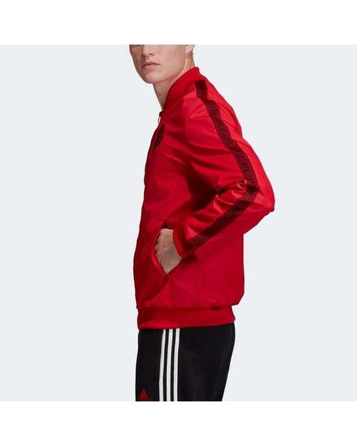 Adidas Red Soccer/Football Manchester United Long Sleeves Zipper Jacket Sports for men