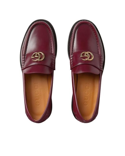 Gucci Red (Wmns) Double G Loafers 'Rosso Ancora'