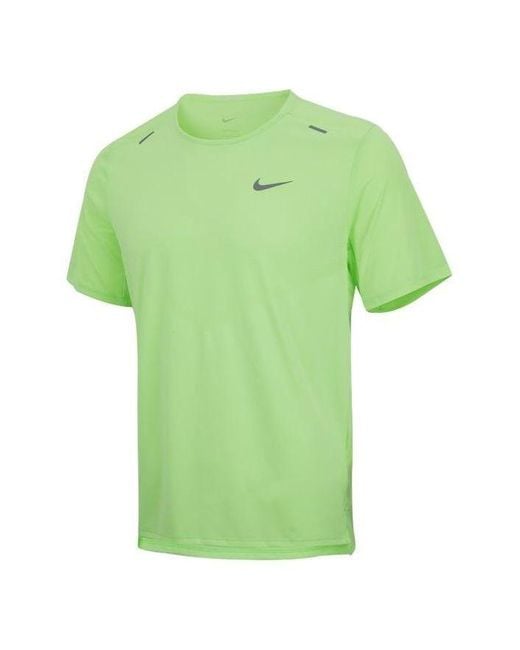 Nike Green Solid Color Reflective Logo Printing Round Neck Pullover Short Sleeve for men