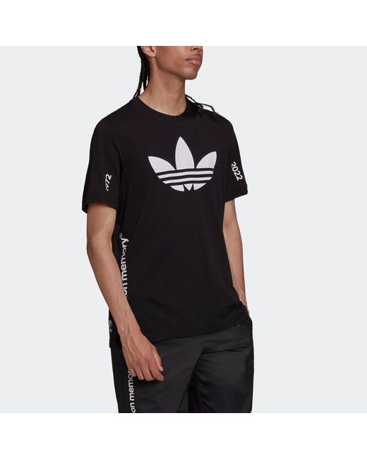 Adidas Black Originals Trefoil C Tee1 Large Logo Round Neck Casual Short Sleeve T-Shirt for men