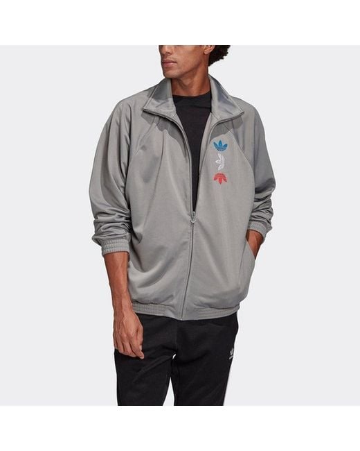 Adidas Gray Originals Logo Metallic Sports Jacket for men