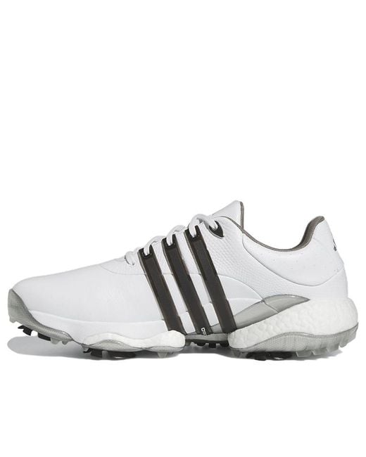 Adidas White Tour360 22 Boost Golf Shoes 'Cloud Metallic' for men