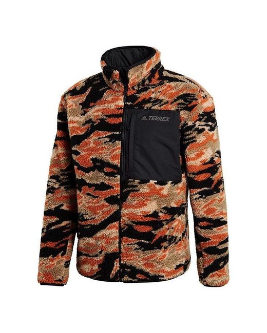 Adidas Red Xplr Sherpa F Outdoor Sports Double Sided Jacket Colorblock for men