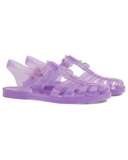 Gucci Purple (Wmns) Embossed Flat Sandals