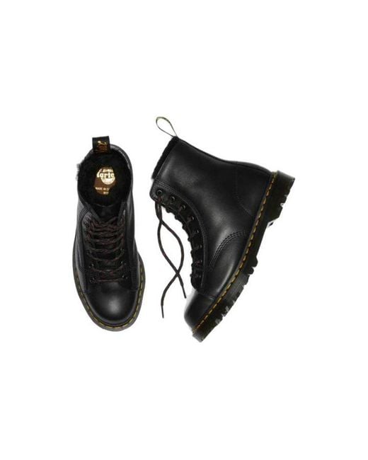 Dr. Martens Black Barton Shearling Lined Leather Ankle Boots