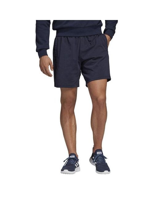 Adidas Blue E Lin Shrt Ft Logo Training Sports Shorts for men