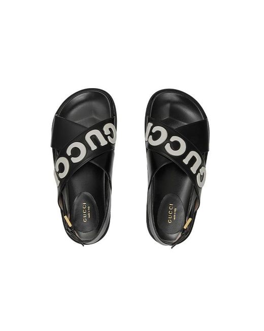 Gucci Black (Wmns) Sandal With Logo Script