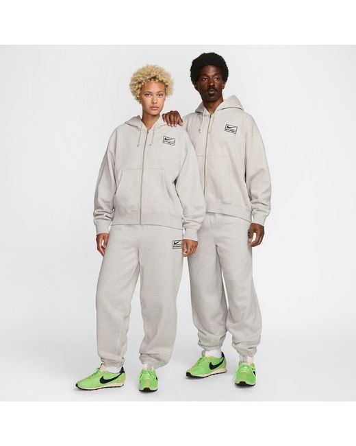 Nike Gray X Stussy Ss24 Full-Zip Fleece Hoodie for men