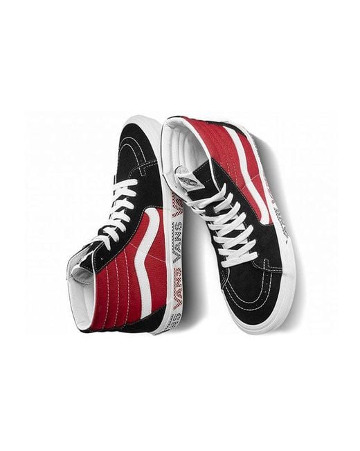 Vans Red Sk8-Hi Sidewall Logo Racing Suede Skate Shoes Racing' for men