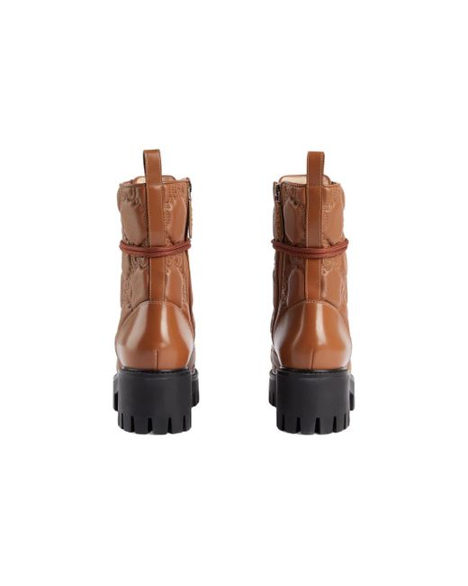 Gucci Brown (Wmns) Quilted Lace-Up Boots