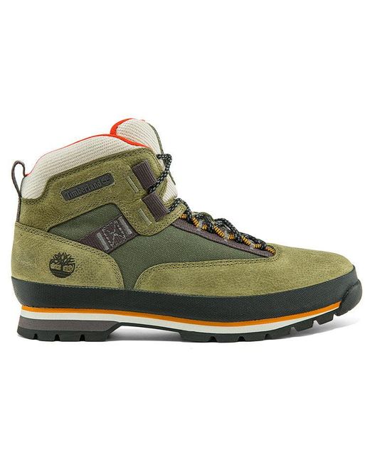 Timberland Green Euro Hiker Leather And Fabric Hiker for men