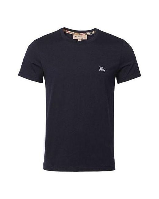 Burberry Blue Logo Round Neck Short Sleeve Navy for men