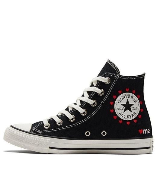 Converse Black (Wmns) Chuck Taylor All Star High 'Embroidered Hearts