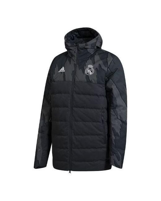 Adidas Blue Real Ssp Dw Jkt Real Madrid Stay Warm Hooded Down Jacket for men