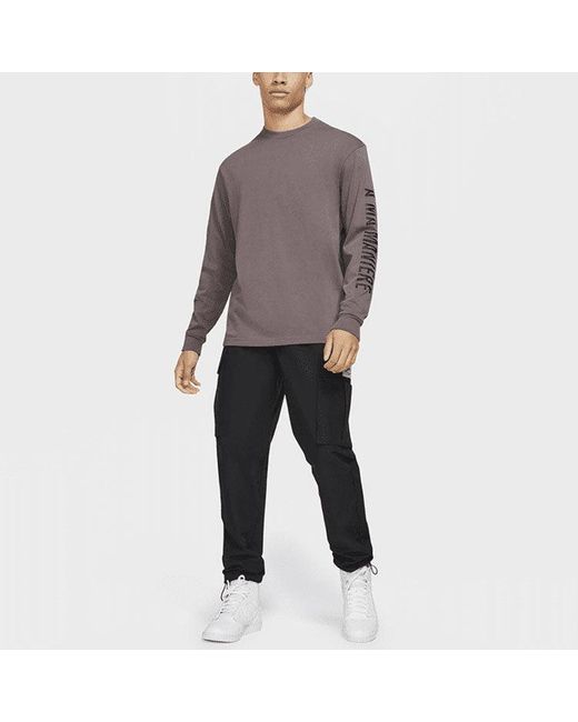 Nike Brown X A Ma Manire Crossover Logo Printing Round Neck Long Sleeves T-shirt for men