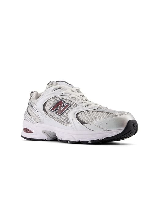 New Balance White 530 'Metallic Burgundy' for men