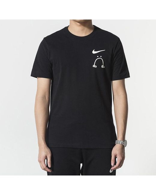 Nike Black Smiling Face Casual Short Sleeve T-Shirt for men