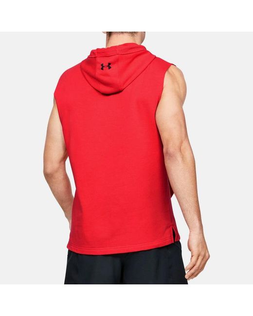 Under Armour Red Project Rock Training Sports Hooded Sleeveless for men