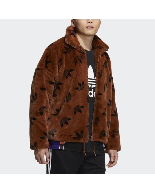 Adidas Brown Originals Logo Stand Collar Sports Jacket International Size