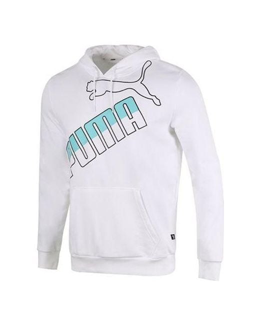 PUMA White Athleisure Casual Sports Colorblock Printing Logo Hooded Knit for men