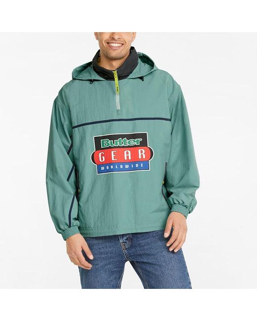 PUMA Green X Butter Goods Lightweight Pop Over Top Half Zip Hoodie for men