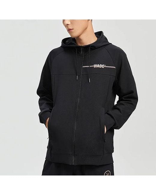 Li-ning Black Way Of Wade Logo Full Zip Hooded Jacket for men