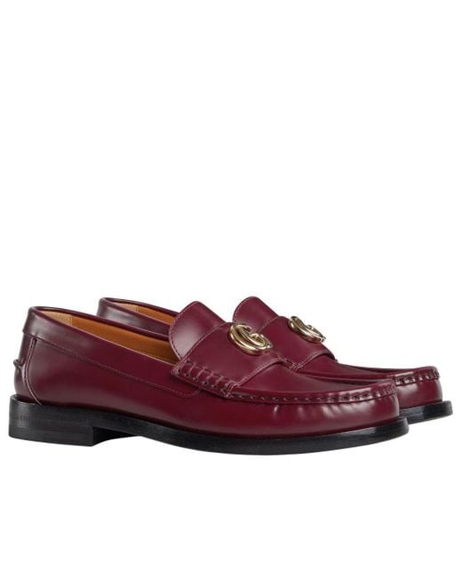 Gucci Red (Wmns) Double G Loafers 'Rosso Ancora'
